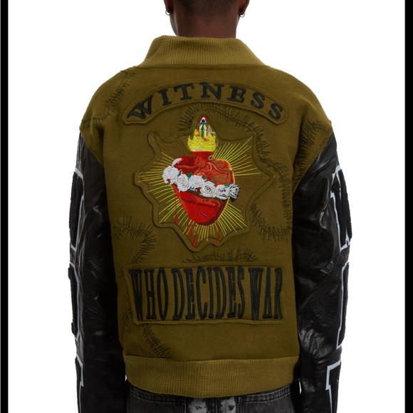 WHO DECIDES WAR Namesake Varsity Olive Jacket - Picture 2 of 7